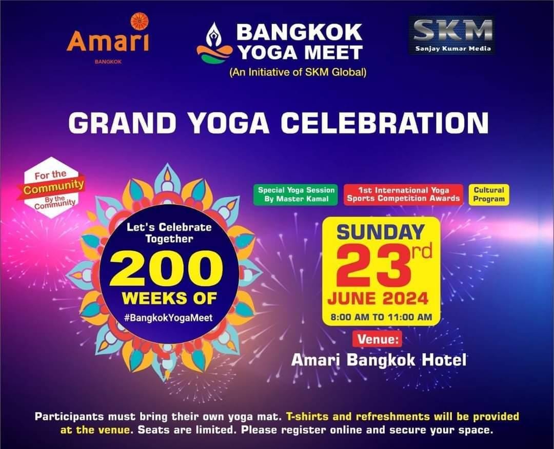 Grand Yoga Celebration: Commemorating 200 Weeks of Bangkok Yoga Meet